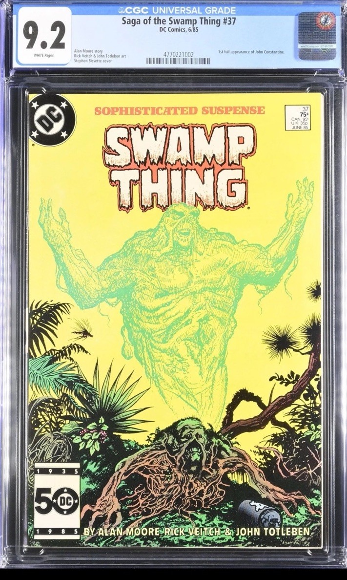 SAGA OF THE SWAMP THING #37 CGC 9.2 KEY - WT PGS - 1ST APP. OF JOHN CONSTANTINE
