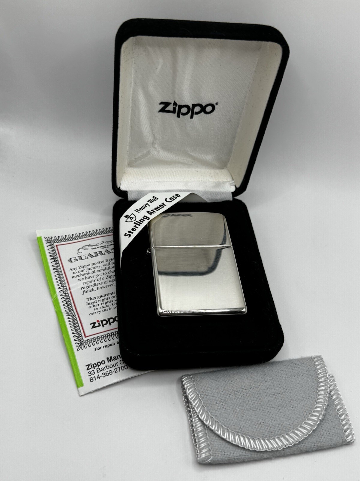 Armor Sterling Silver Zippo Lighter With High Polished Finish, # 26, New In Box Armor Sterling Silver Zippo Lighter With High Polished Finish, # 26, New In Box