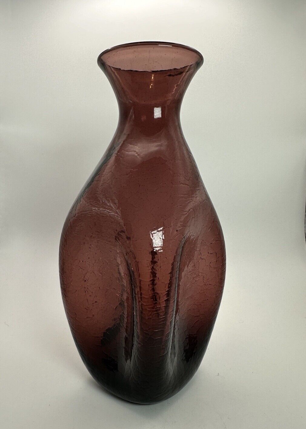 Vtg Blenko #533 Mulberry Crackle Sided Bud Vase By Winslow Anderson 1959-1960