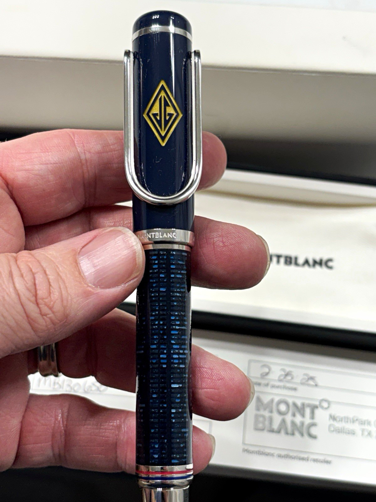 Montblanc Great Gatsby Special Edition Rollerball Pen Resin Chrome Trim Blue