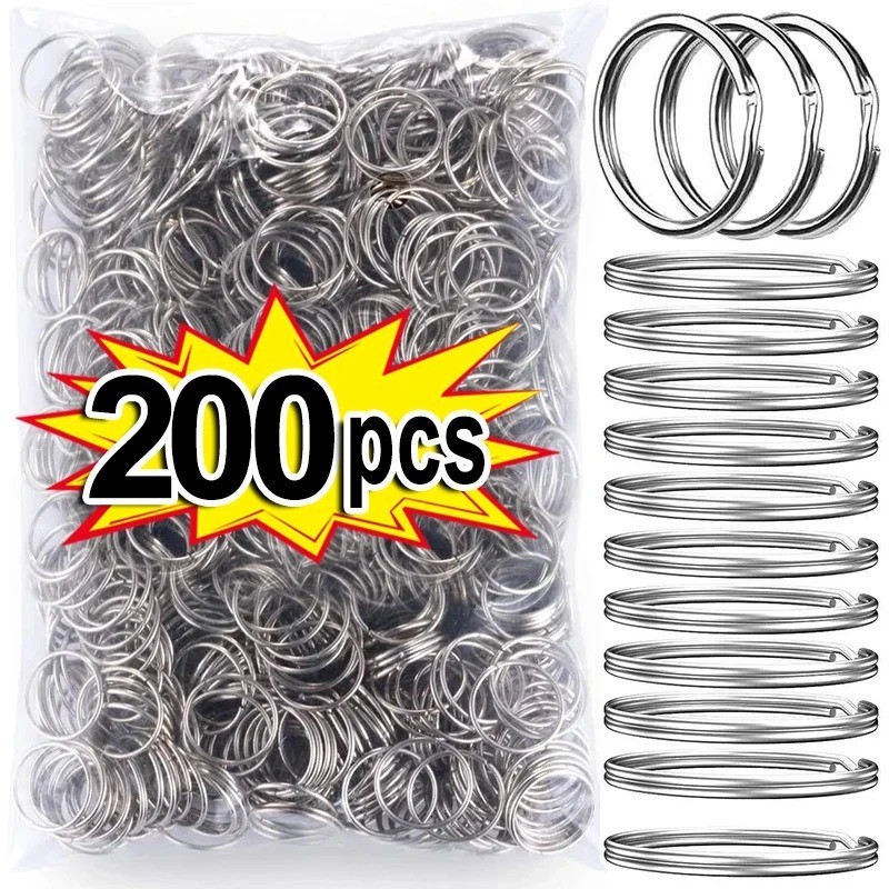 20/200pcs Stainless Steel Split Key Rings 25mm Round Keychain DIY Findings
