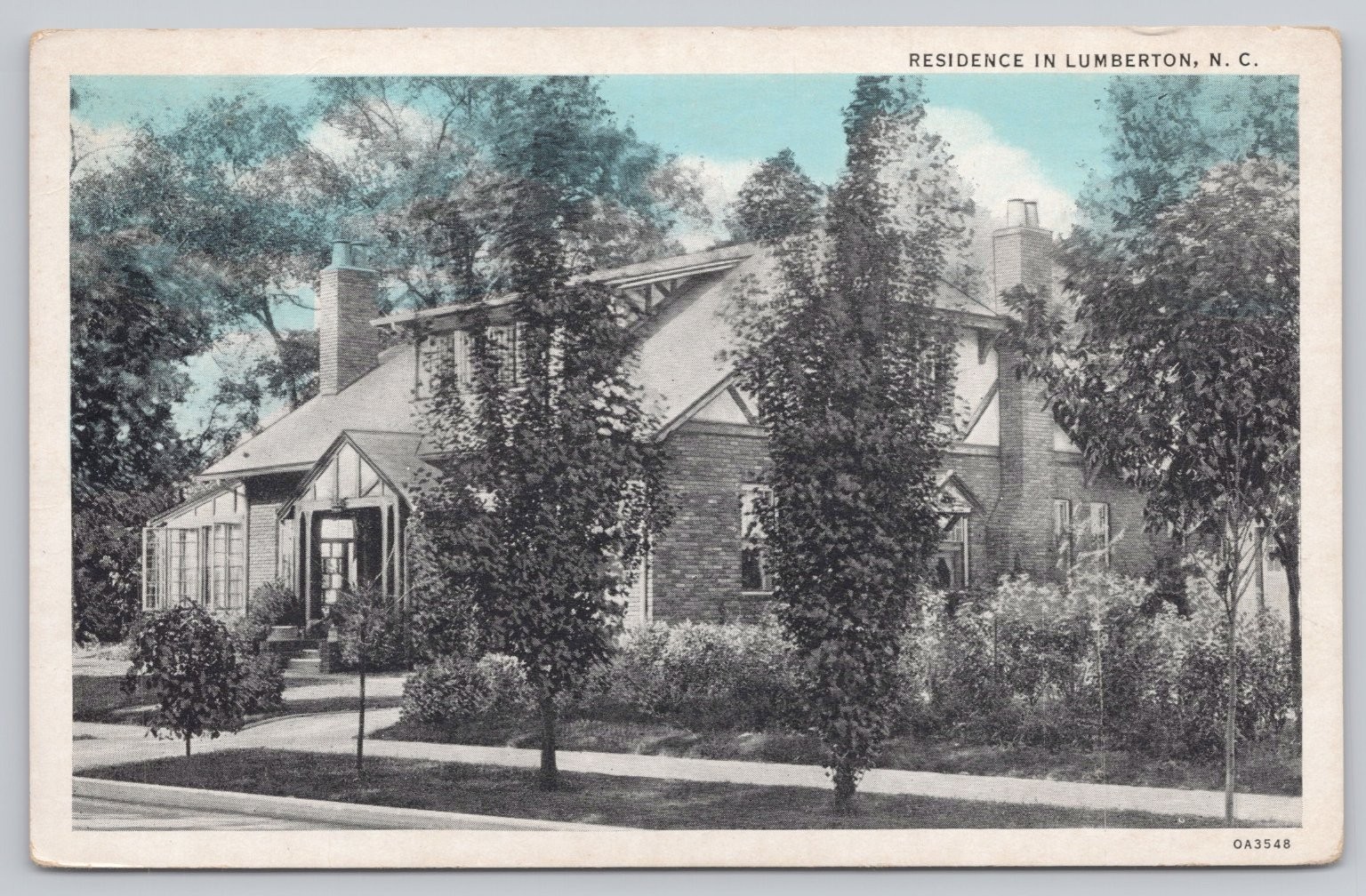 Vintage Residence in Lumberton North Carolina Postcard 1932