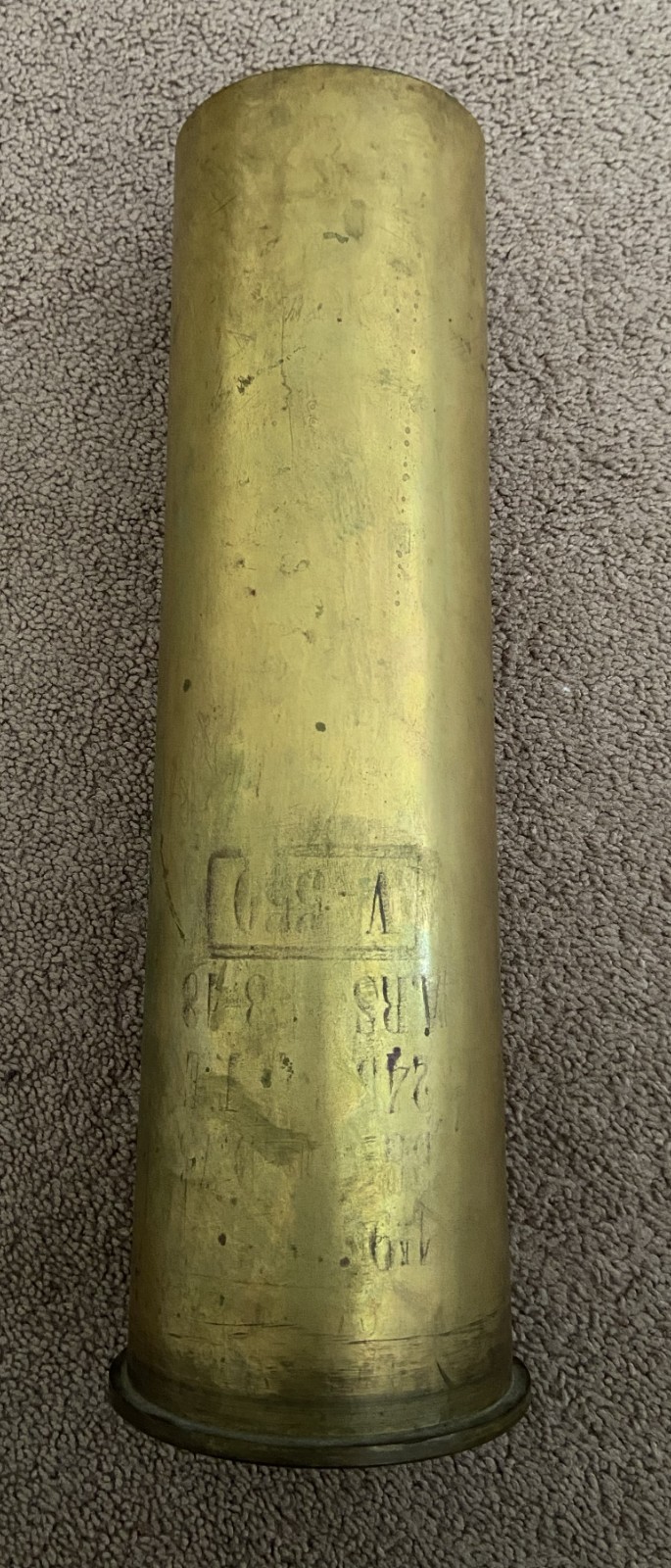 Vintage WW2 105 MM Artillery Brass Shell Case - Trench Art