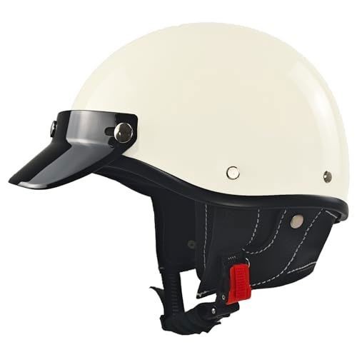 SanQing Retro Open Face Half Motorcycle, Cruiser Helmets-DOT (White, XL)