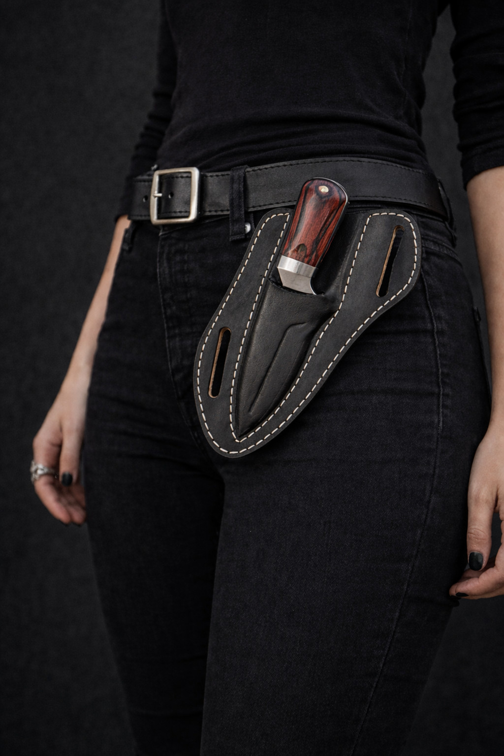 Premium High Quality Hand Stitched Fixed Blade Knife Cross Draw Sheath EDC
