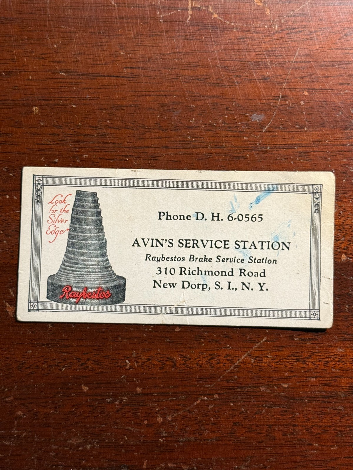 Avin\'s Service Station New Dorp Staten Island NYC NY Vtg Ephemera Business Card Avin\'s Service Station New Dorp Staten Island NYC NY Vtg Ephemera Business Card