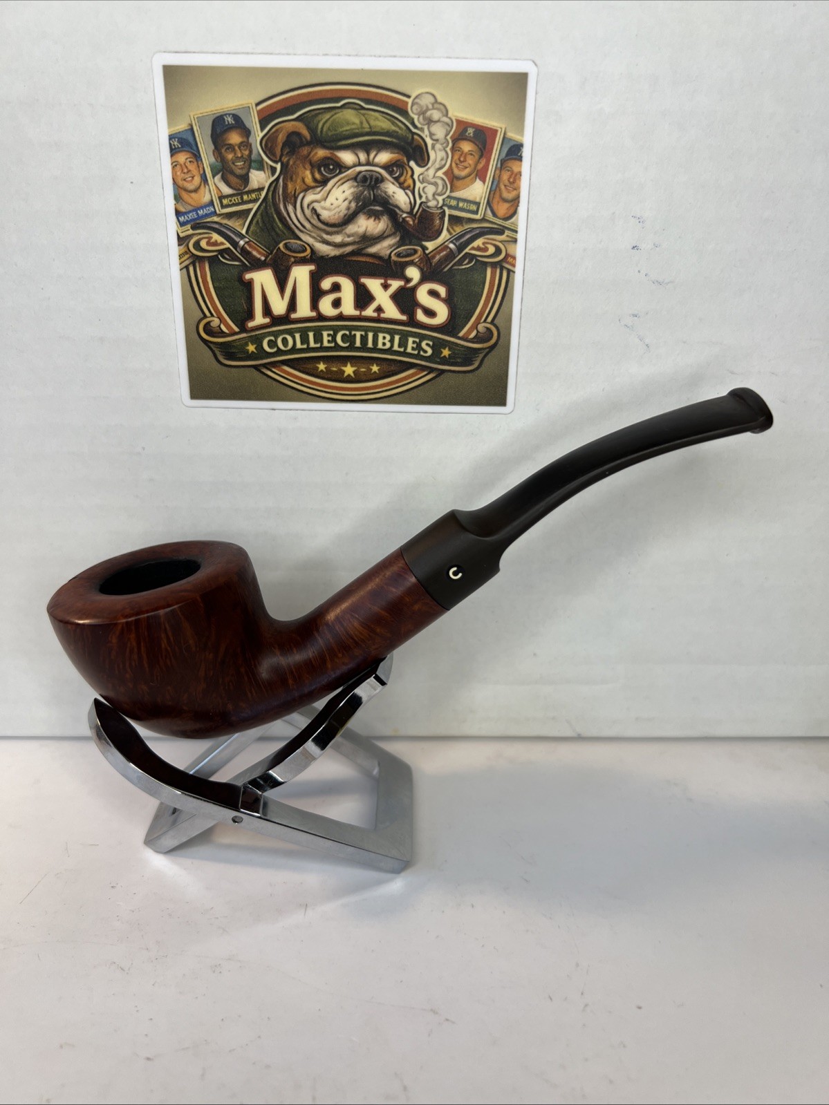 Vintage Comoy’s RJ C On Stem Made In London Bowl Top Small Chip Great Pipe