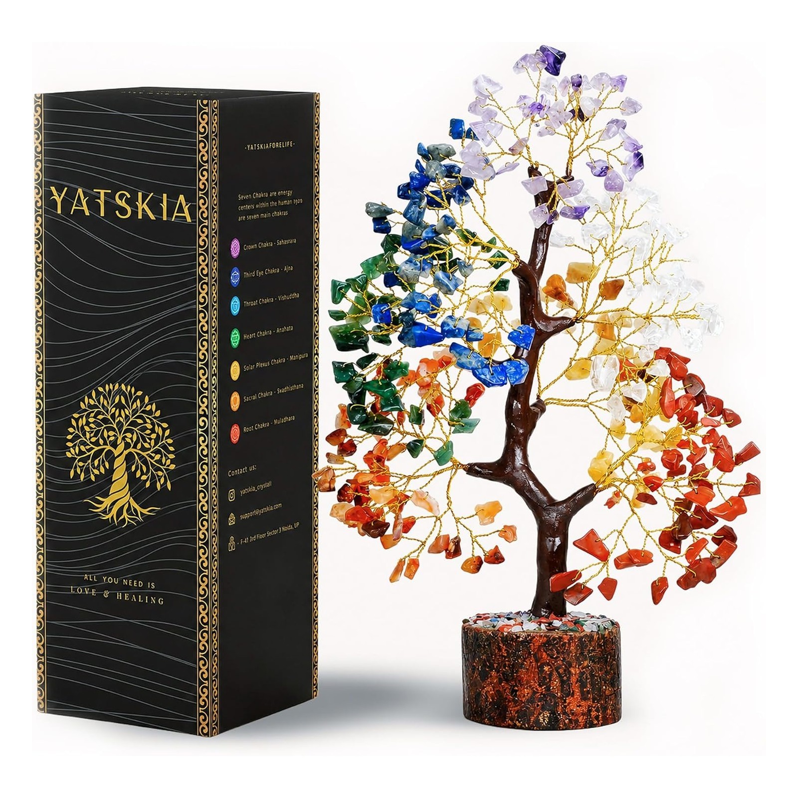 YATSKIA 7 Chakra Tree of Life - Crystals and Healing Stones | Birthday Gifts