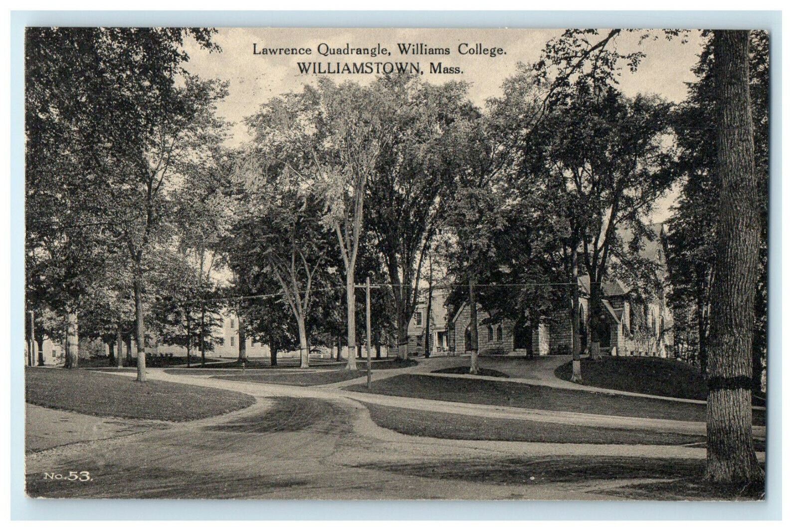 1915 Lawrence Quadrangle, Williams College, Williamstown MA Posted Postcard