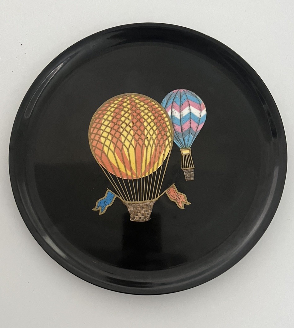 Vintage Mid-Century Couroc of Monterey Hot Air Balloon Serving Tray EUC