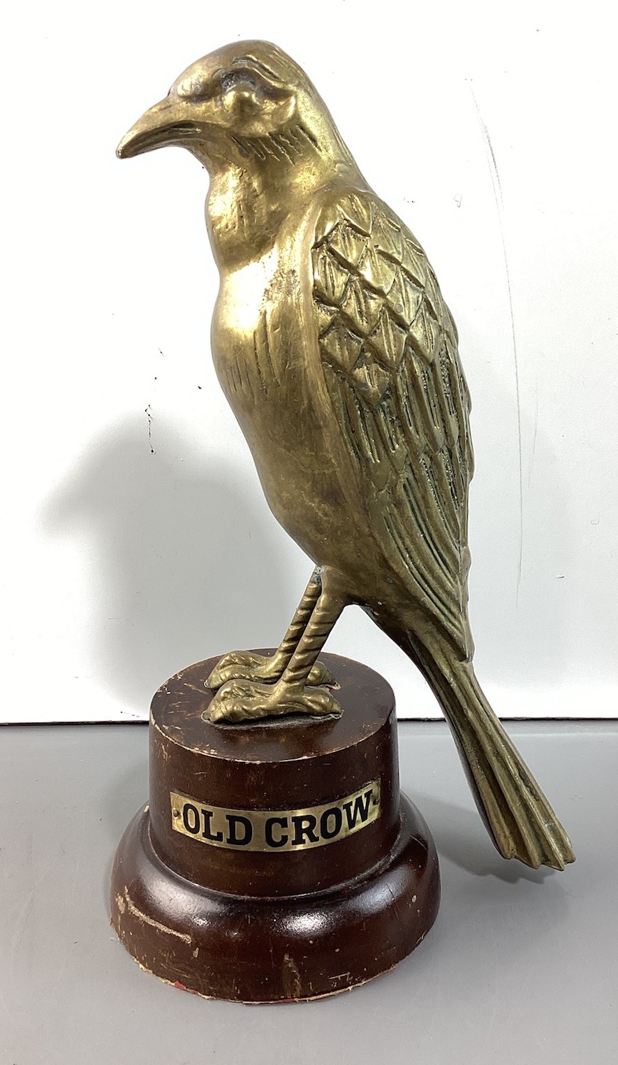 Vintage Old Crow Sour Mash Whiskey Solid Cast Brass Statue, Rare