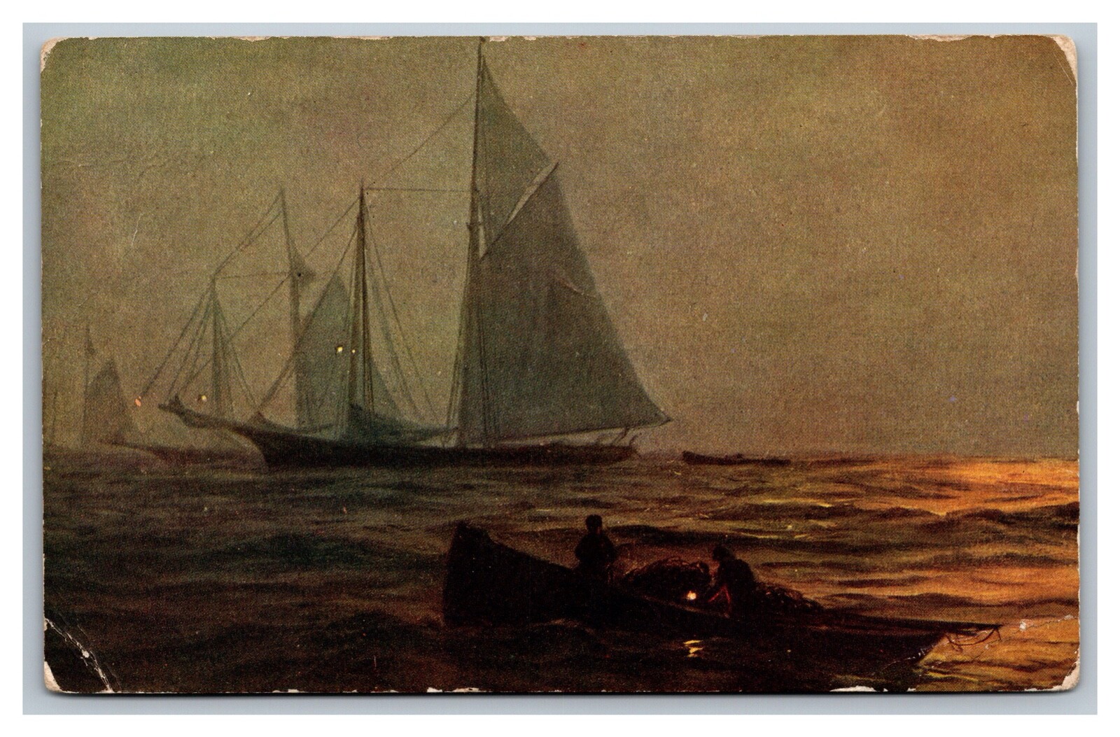 Sailboat Ship, Ocean Scene Postcard Posted Codorus, PA Pennsylvania 1909