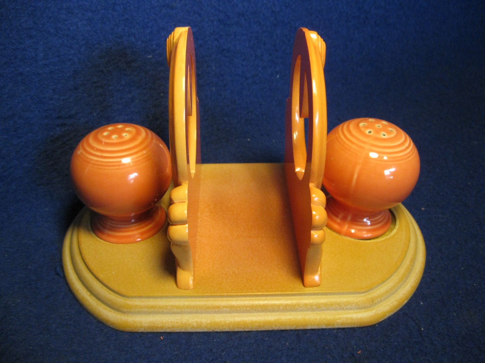Vintage Fiesta persimmon Napkin Holder Salt & Pepper 1999 - excellent
