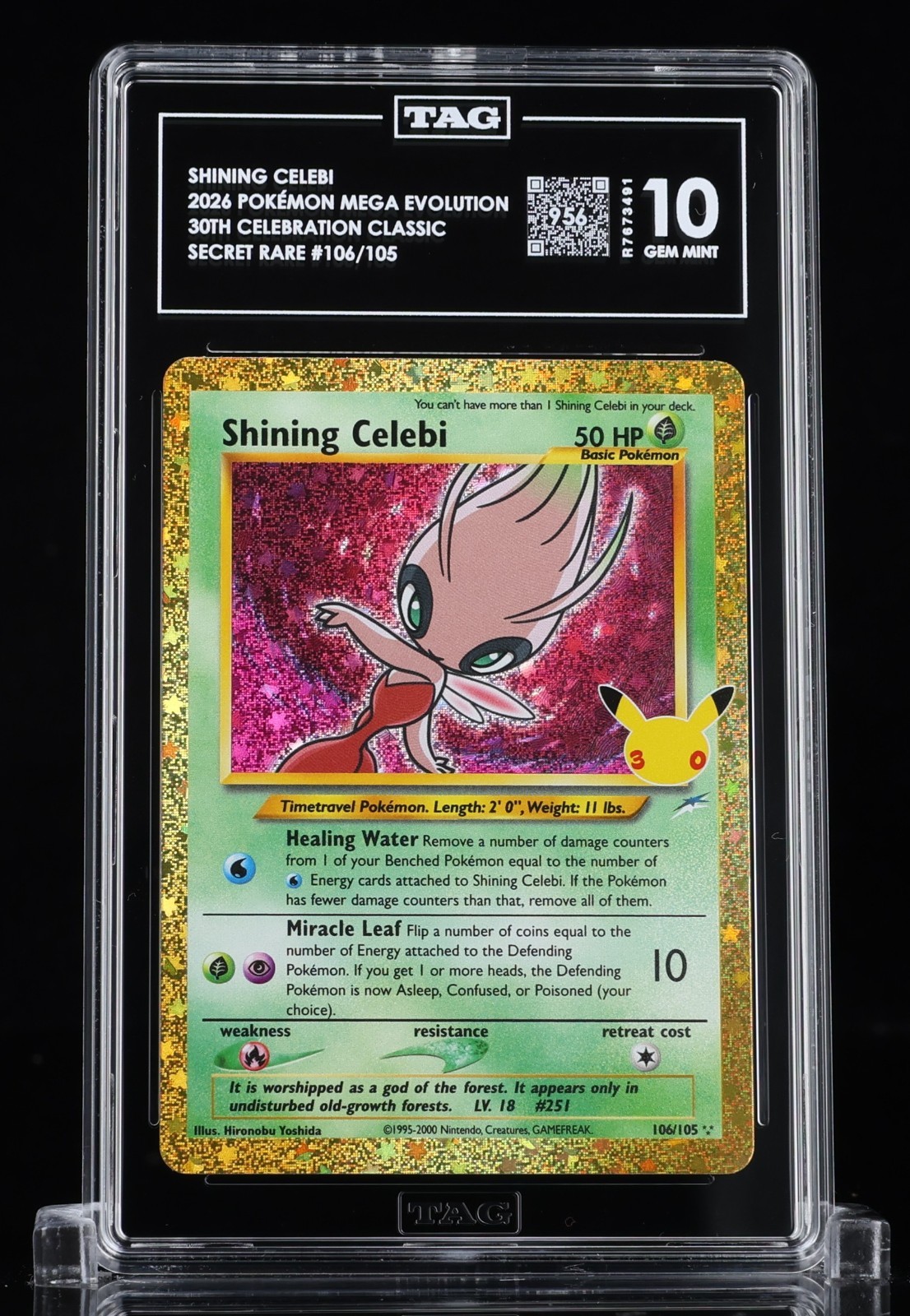 2026 Pokemon Shining Celebi 106/105 30th Celebration TAG GRADE 10