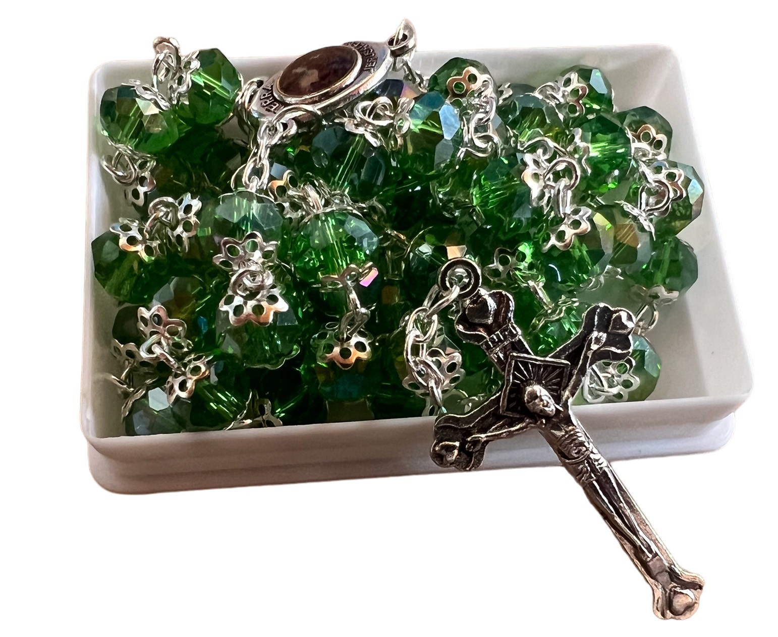 Catholic Green Jerusalem Crystal Rosary