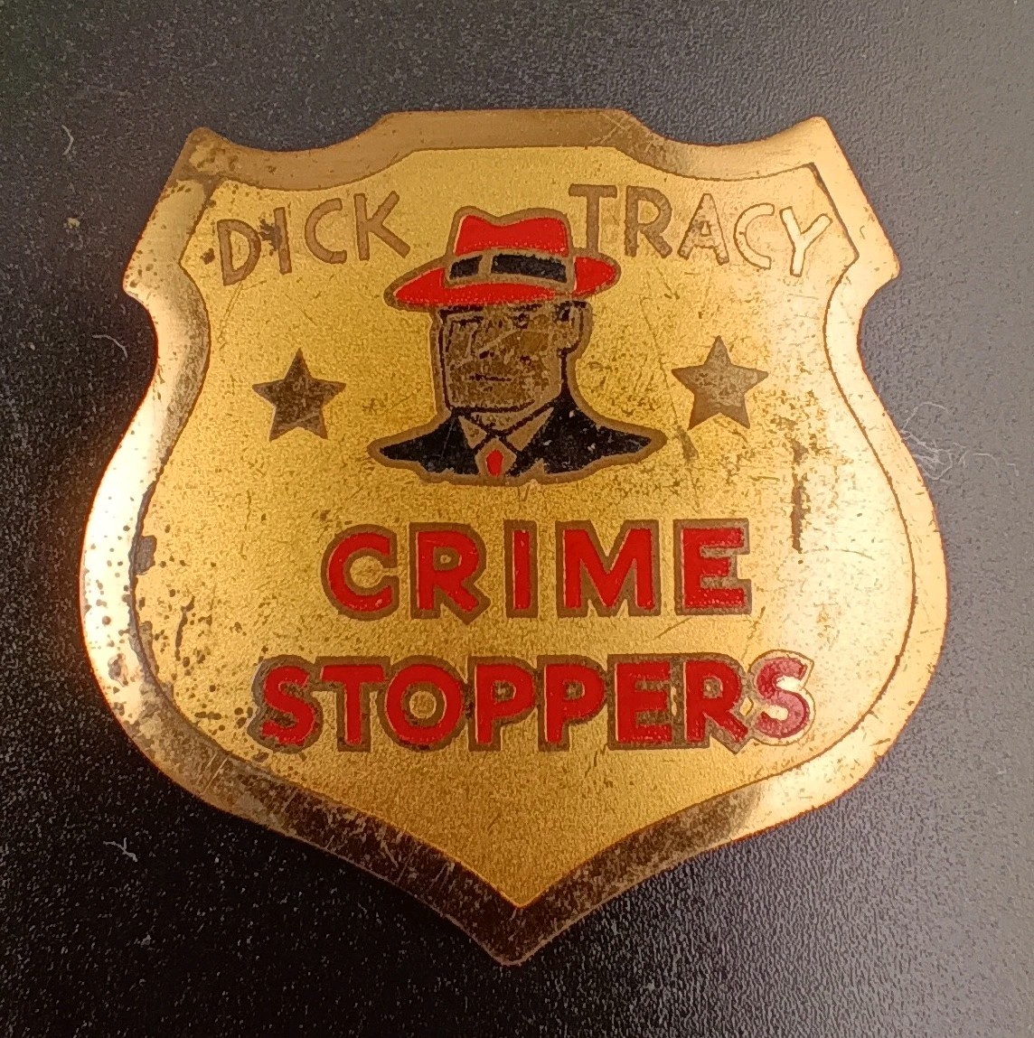 Vintage Brass Dick Tracy Detective Crime Stoppers Badge Shield Pinback 1930s Vintage Brass Dick Tracy Detective Crime Stoppers Badge Shield Pinback 1930s
