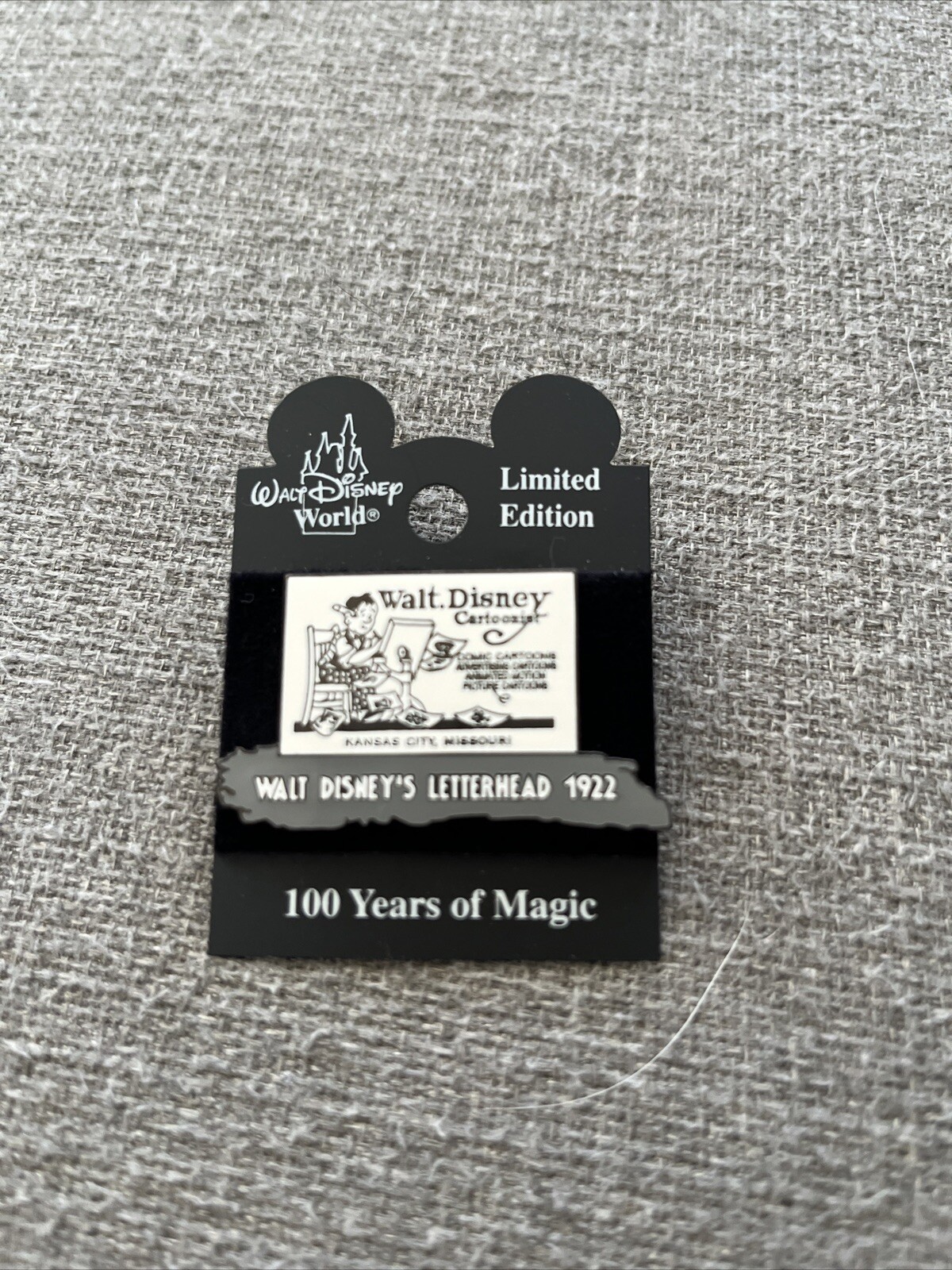 Disney Walt Disney's Letterhead 1922 100 Years of Magic Pin with Card LE