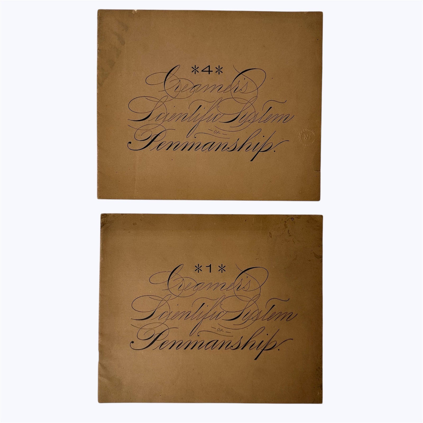 1890 Creamers Scientific System of Penmanship Booklets No 1 & 4 Antique Ephemera