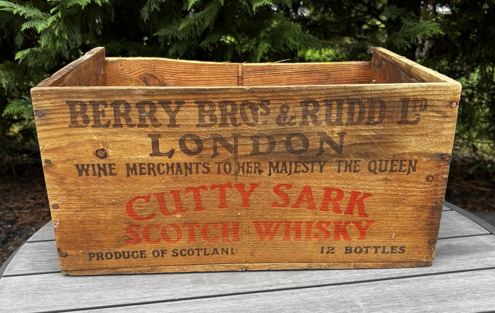 Vintage Cutty Sark Scotch Whisky Wooden Crate Box Berry Bros Rudd 12 Bottle Lid