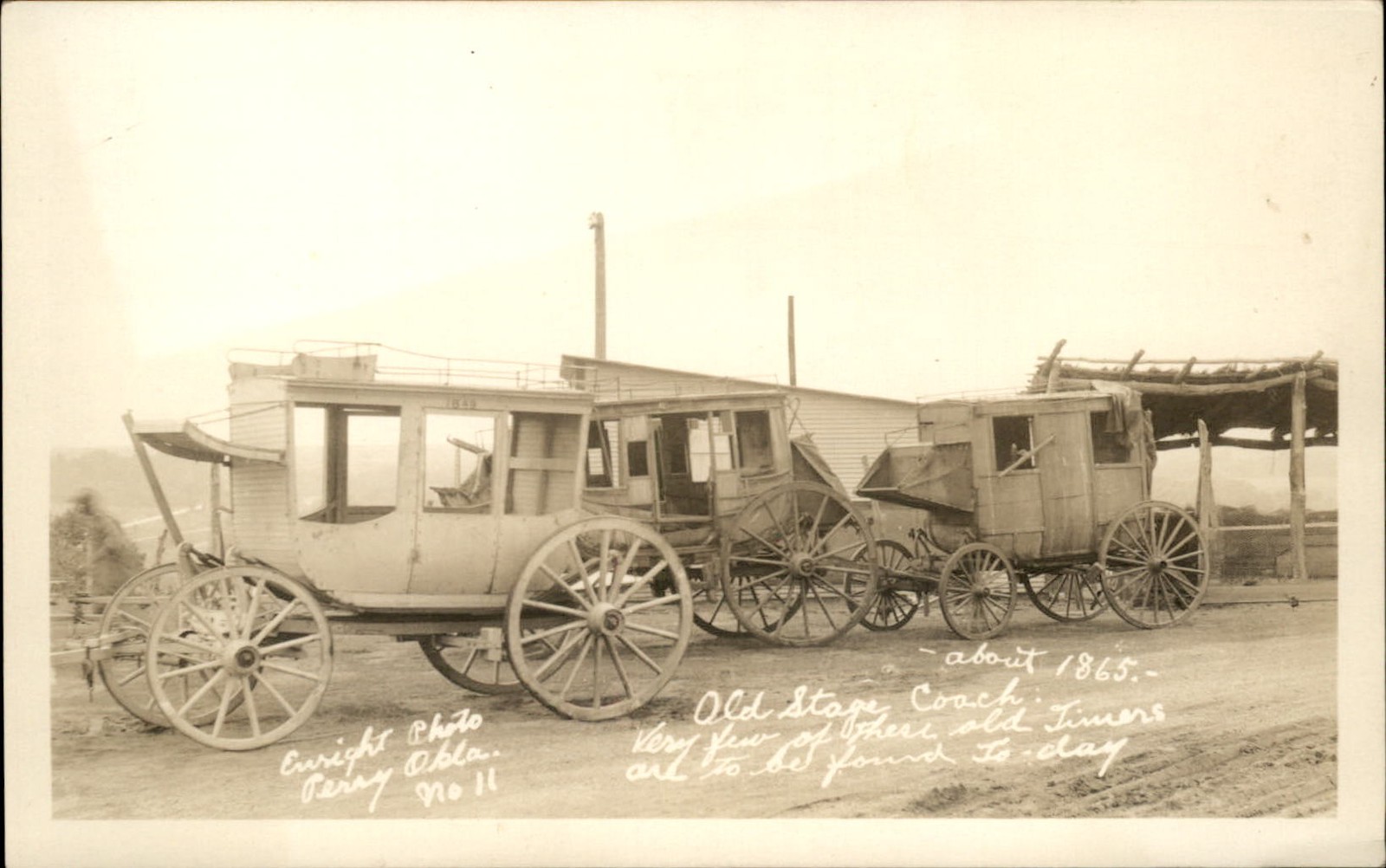 Perry OK Oklahoma Old Stage Coach c1930 Real Photo Vintage Postcard bhn