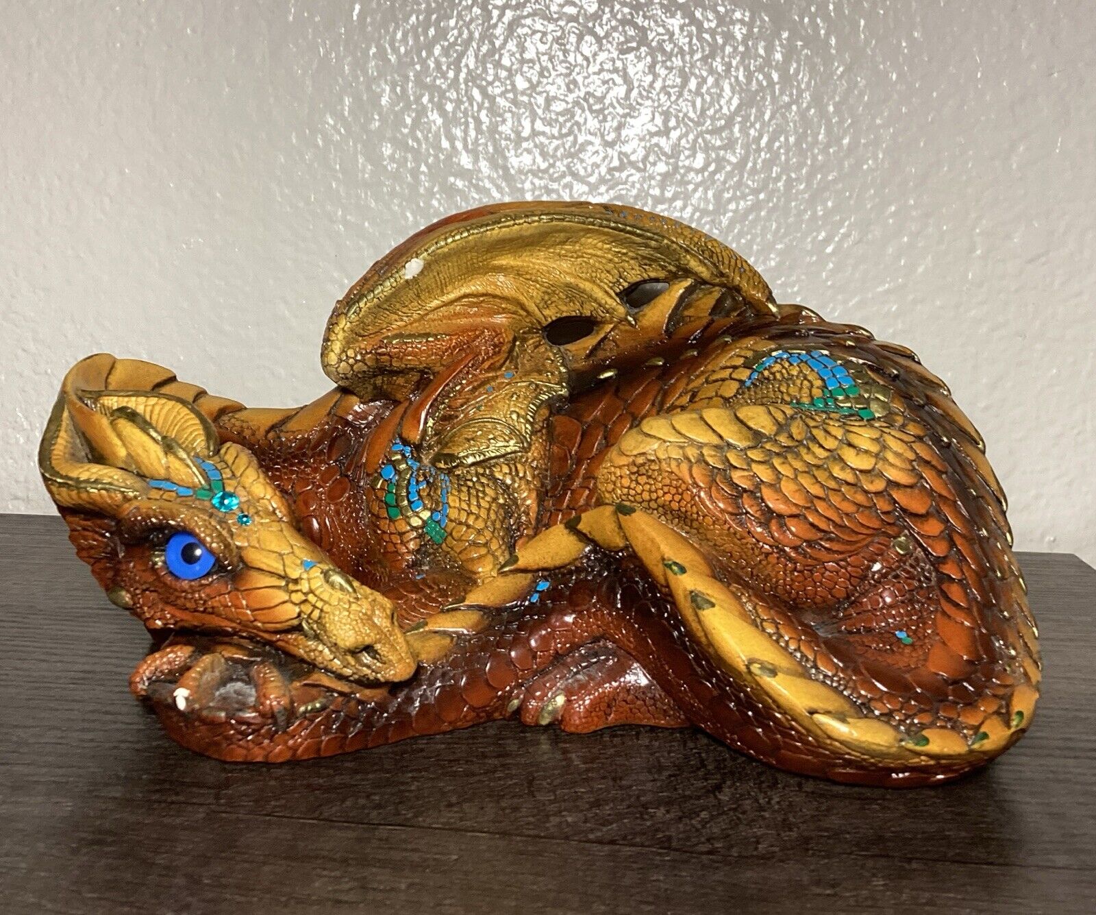 Windstone Editions Female Dragon Brown Gold & Turquoise 1985 Pena