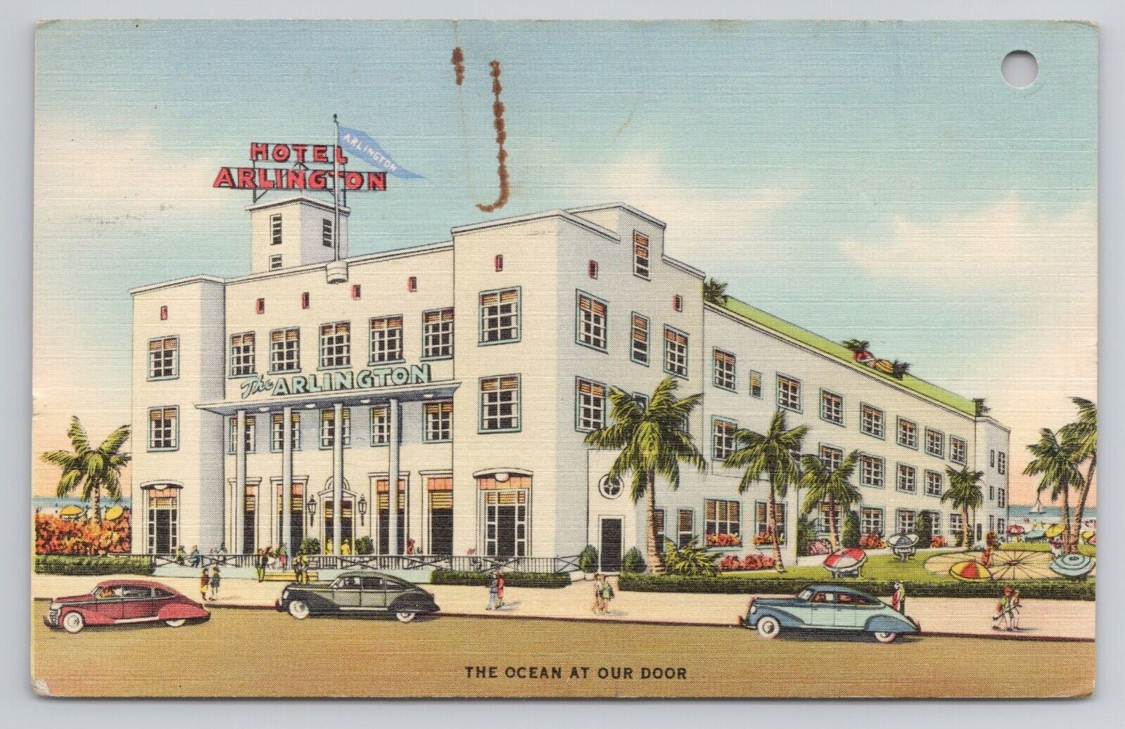 Hotel Arlington by the Sea Miami Beach Florida Linen Postcard No 5438