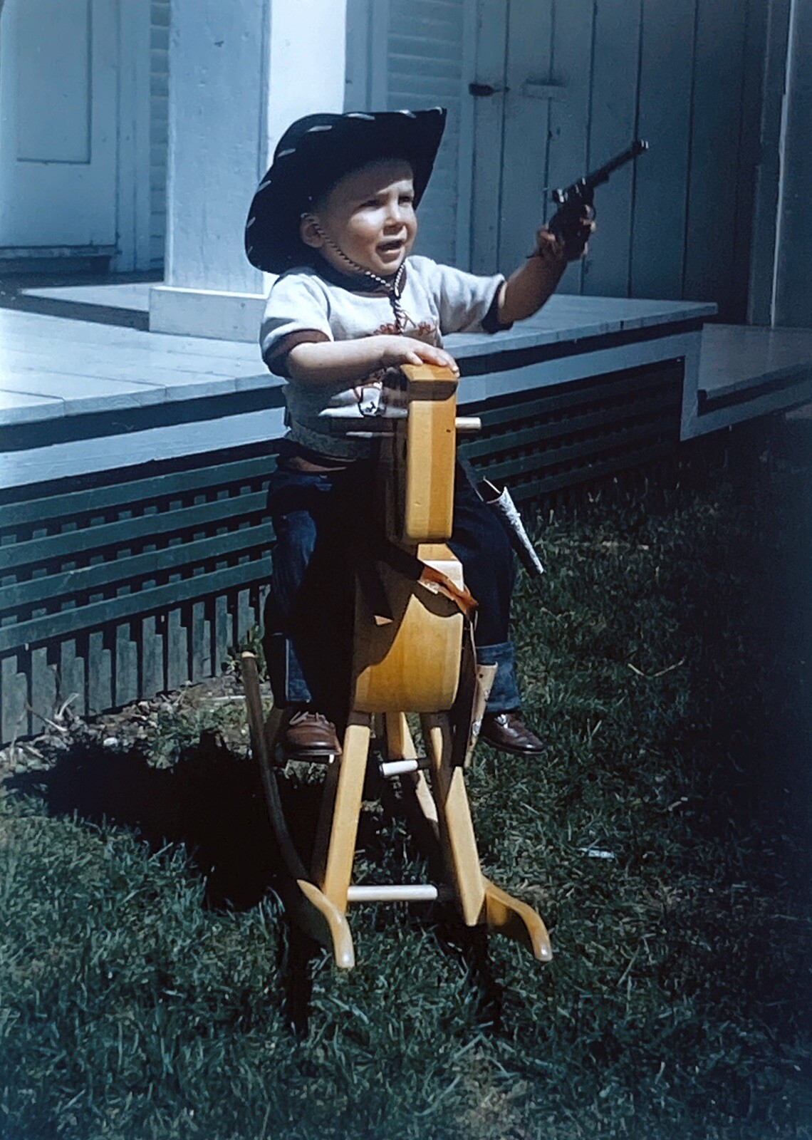 OOAK 2-Vtg 1951 35mm Slide Photo Young Cowboy With Toy Gun Wooden Horse OOAK 2-Vtg 1951 35mm Slide Photo Young Cowboy With Toy Gun Wooden Horse