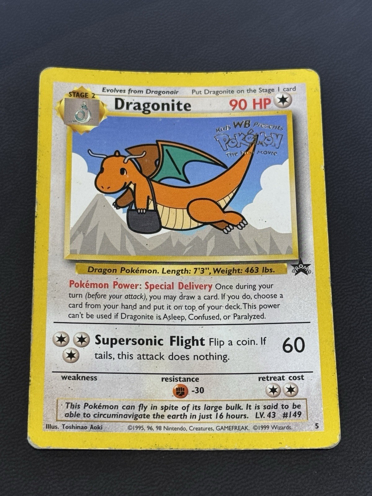 Pokémon TCG Dragonite Black Star Promo 5 Rare Vintage Card WOTC 1999