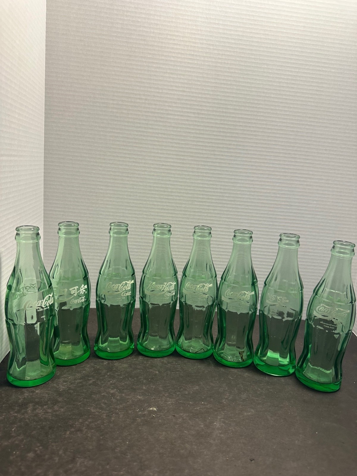 Vintage Coca Cola Around the World 8 bottle international collection