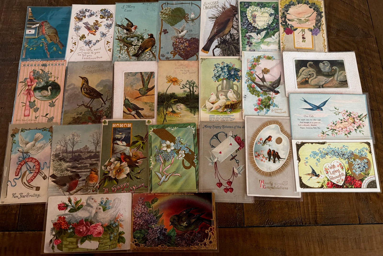 Lot of 25 Vintage Greetings Antique~Postcards with Bird~BIRDS~ in sleeves-s464 Lot of 25 Vintage Greetings Antique~Postcards with Bird~BIRDS~ in sleeves-s464