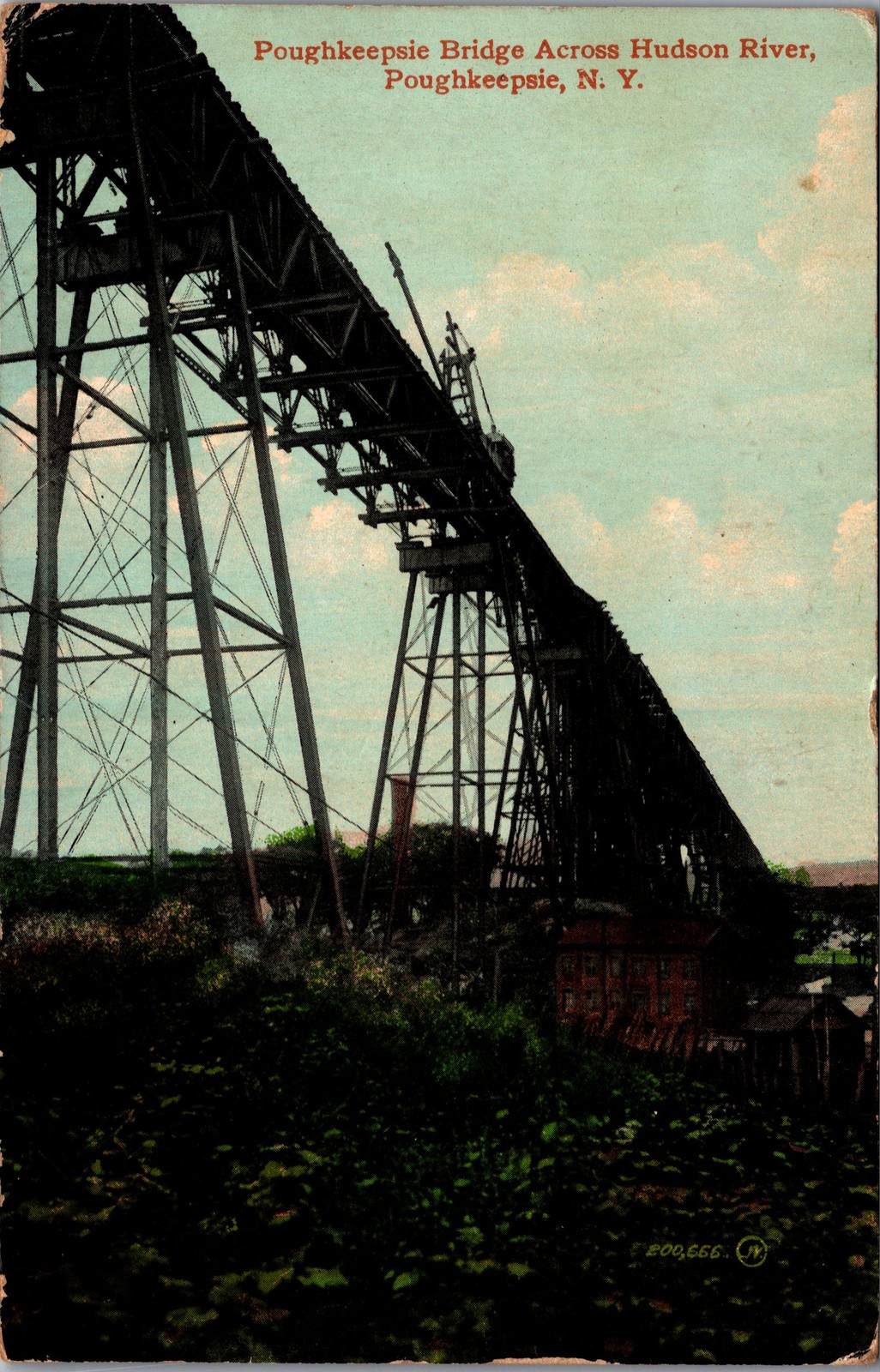 1910 Poughkeepsie Bridge Hudson River NY Postcard