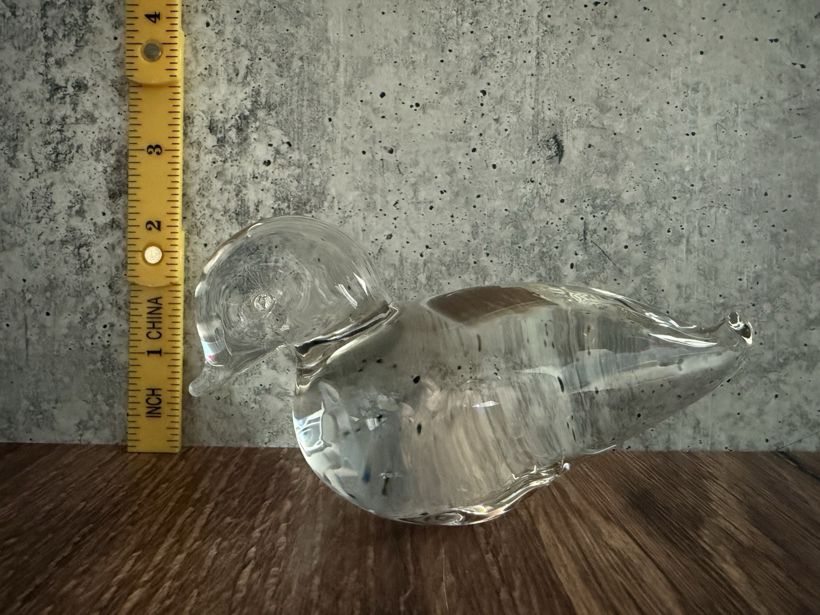 Vintage Art Glass Clear Bird unmarked Figurine Paperweight 2\