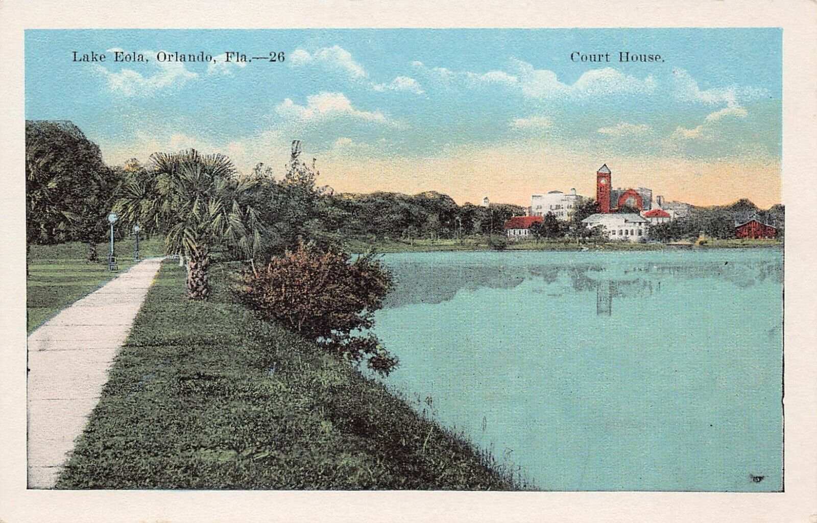 Orlando FL Florida Orange County Courthouse Lake Eola 1920s Vtg Postcard B11