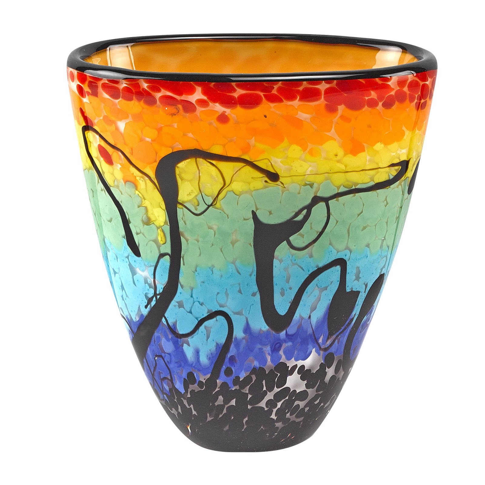 Badash Allura Murano-Style Art Glass Flower Vase Centerpiece, 7 Inch