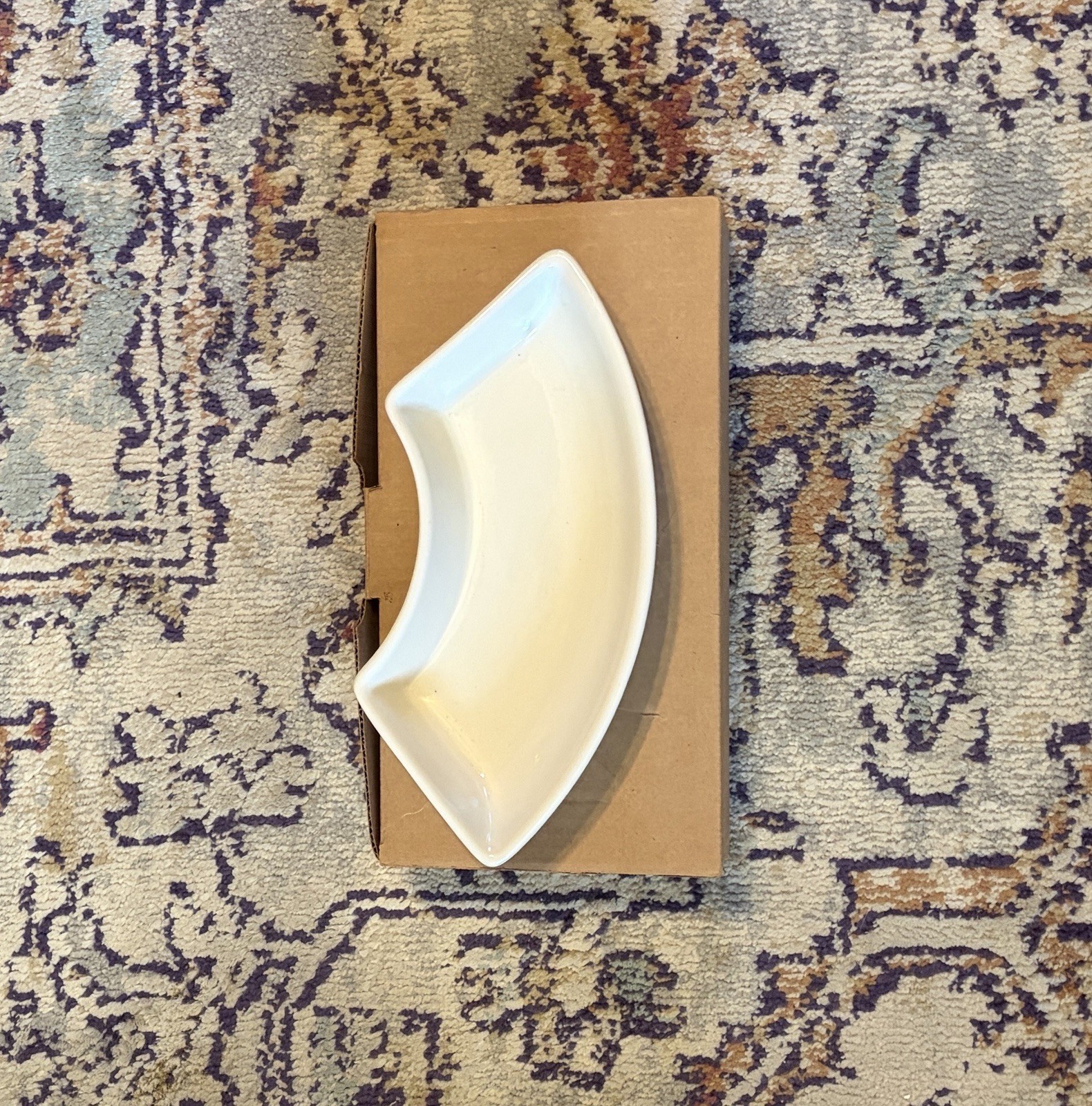 Longaberger Ivory Crescent Dish Pottery  ~ Made in USA ~ NIB