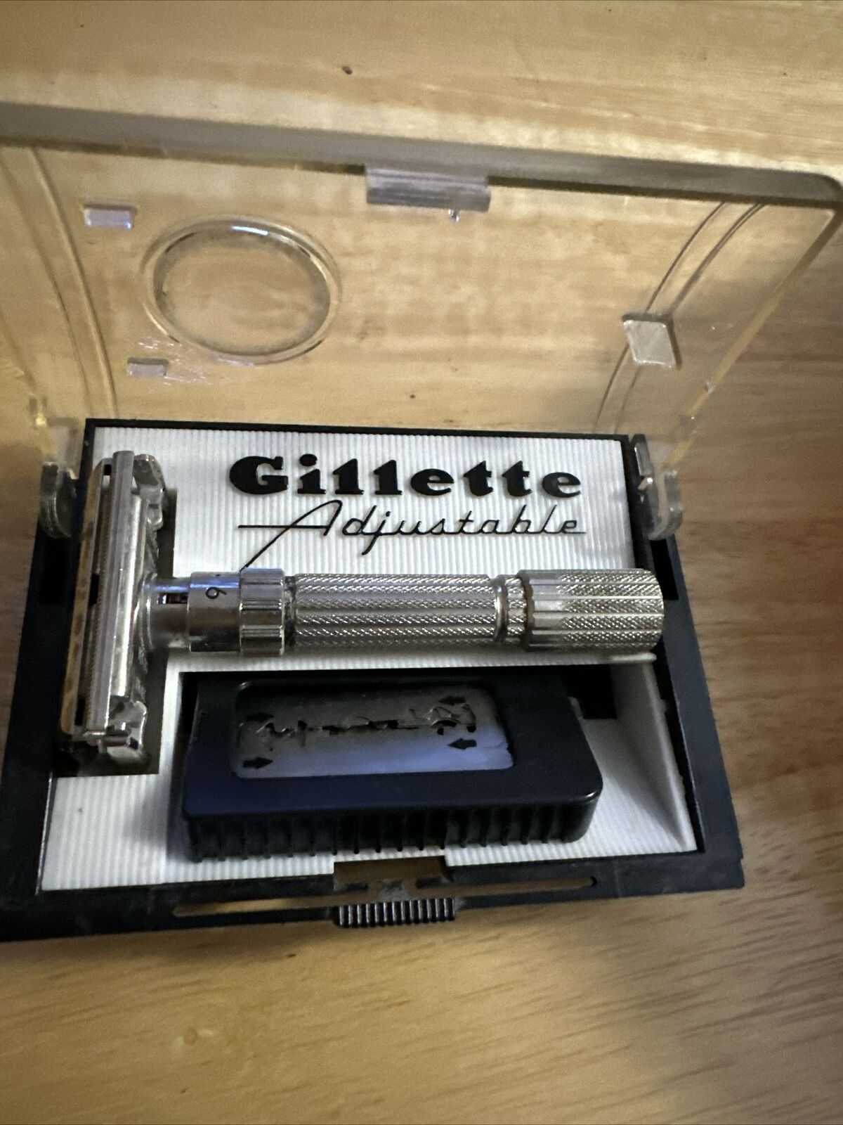 Vintage Gillette Fat Boy 1-9 Adjustable Safety Razor W/ Case And Blades