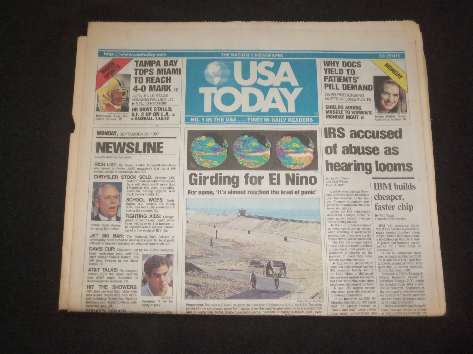 1997 SEP 22 USA TODAY NEWSPAPER - IRS ACCUSED OF ABUSE AS HEARING LOOMS- NP 7871