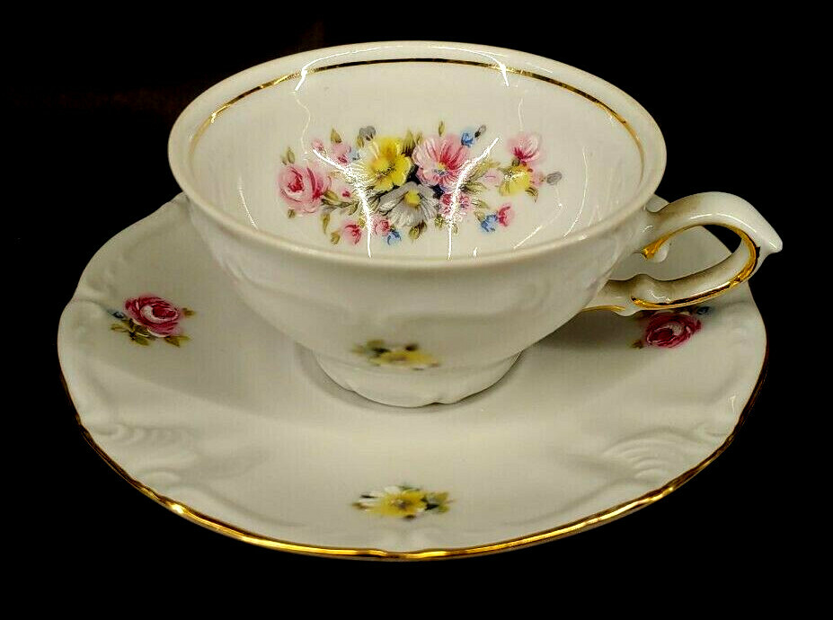 Winterling Bavaria Floral Bouquet Flower Demitasse Cup & Saucer Germany mAAA