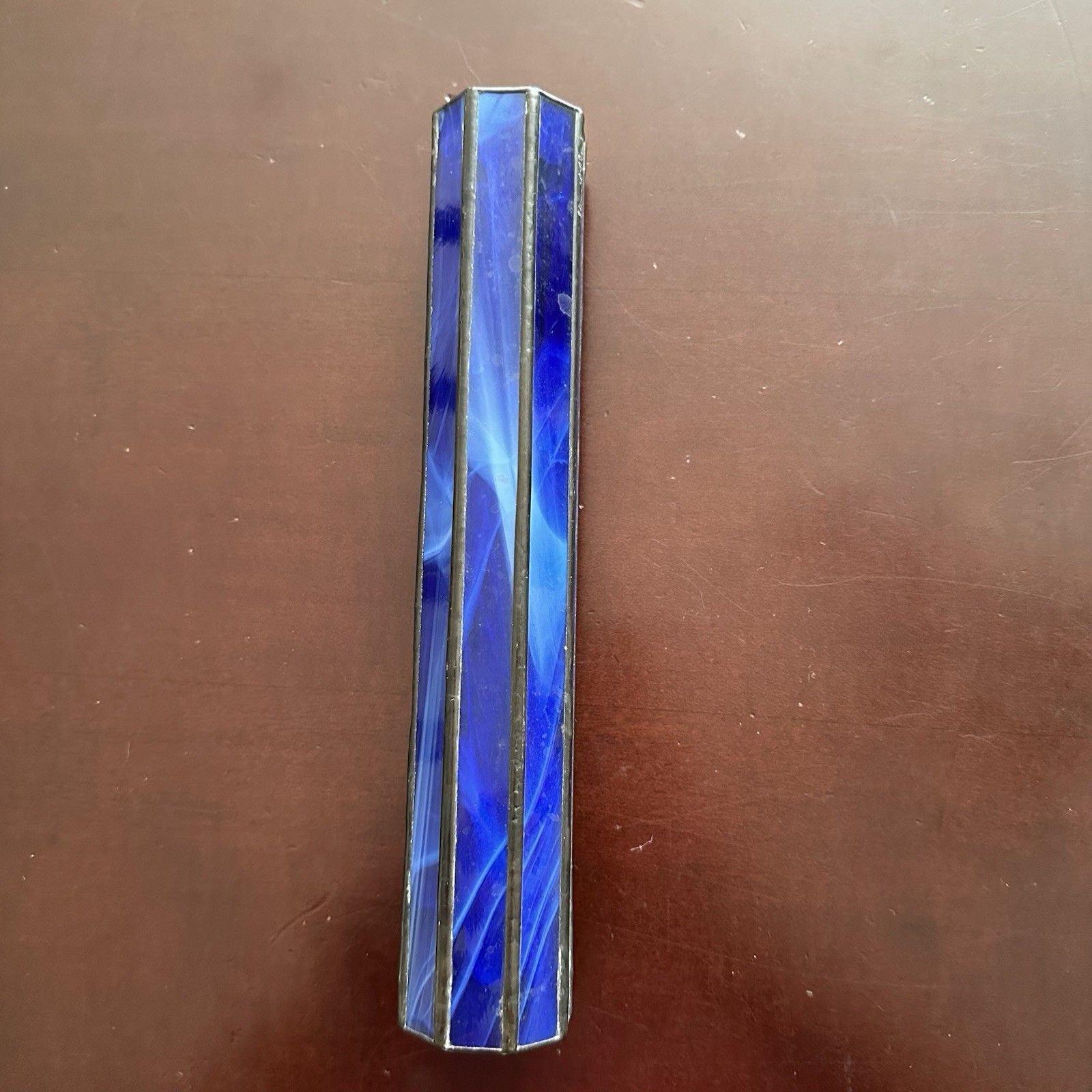 Rare Steven D Bland Handmade Stained Glass Blue Kaleidoscope Signed Vintage Vtg