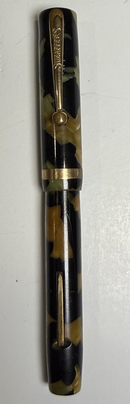Sheaffer Lifetime Flat Top Fountain Pen Vintage Black Pearl Celluloid