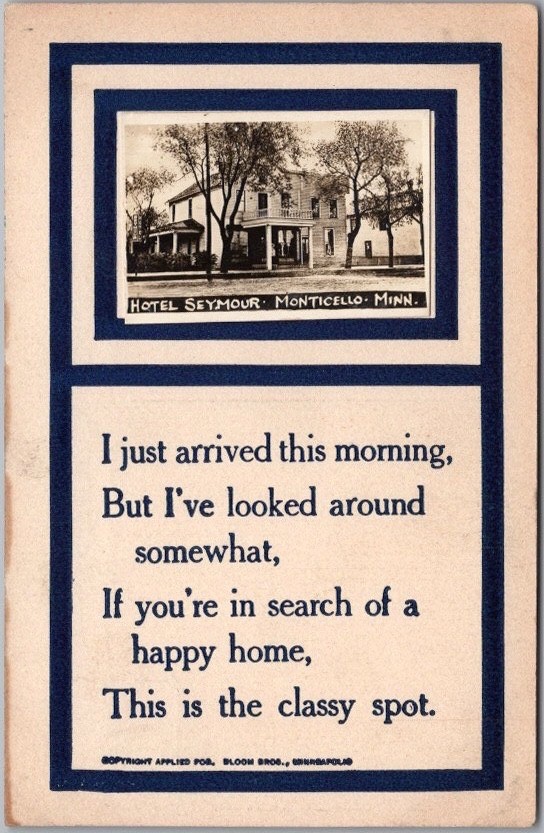 Vintage 1910s MONTICELLO, Minnesota Postcard 