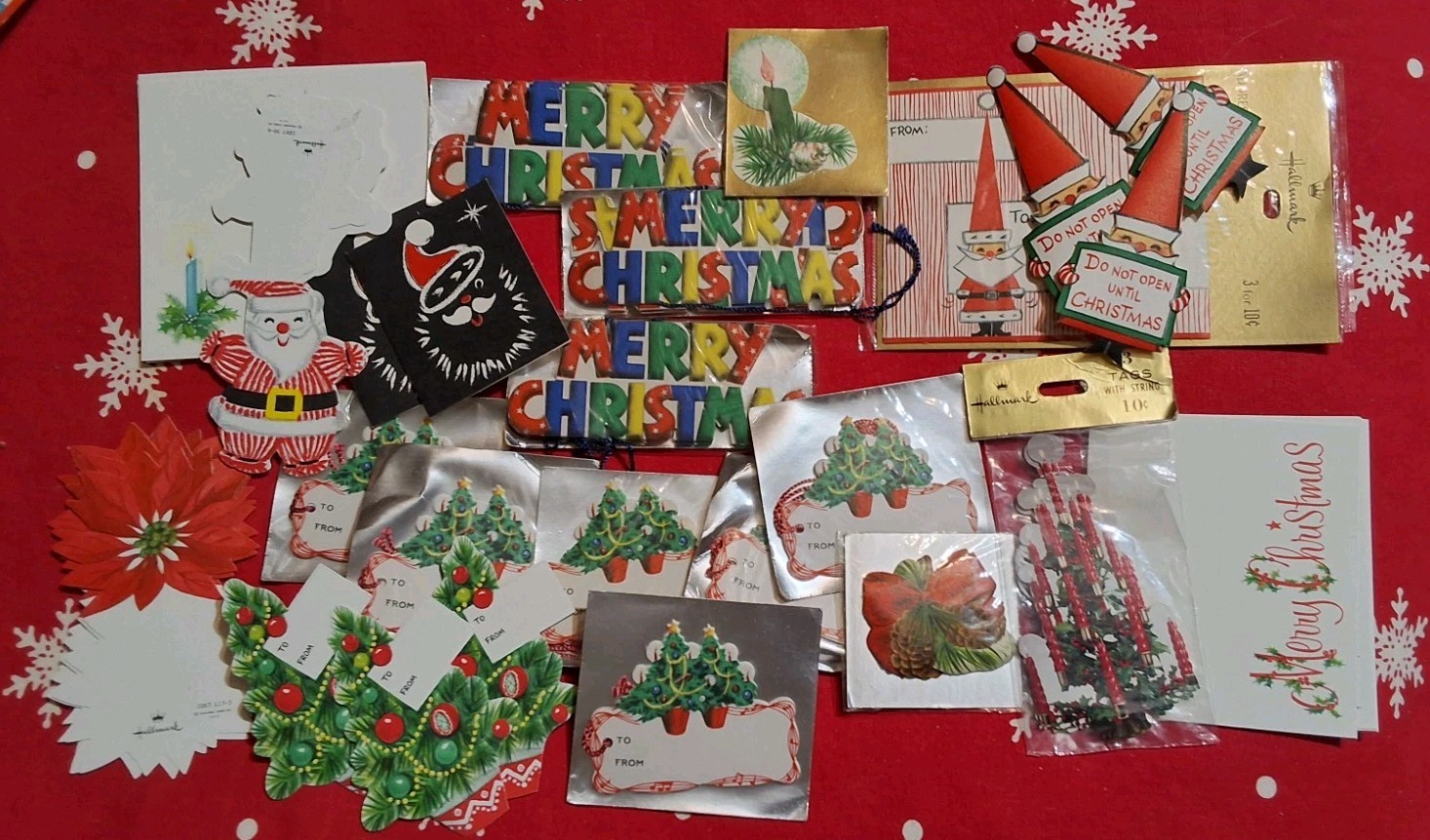 86 Vintage Hallmark Christmas Gift Tags Gummed Seals Santa Candles Trees 86 Vintage Hallmark Christmas Gift Tags Gummed Seals Santa Candles Trees