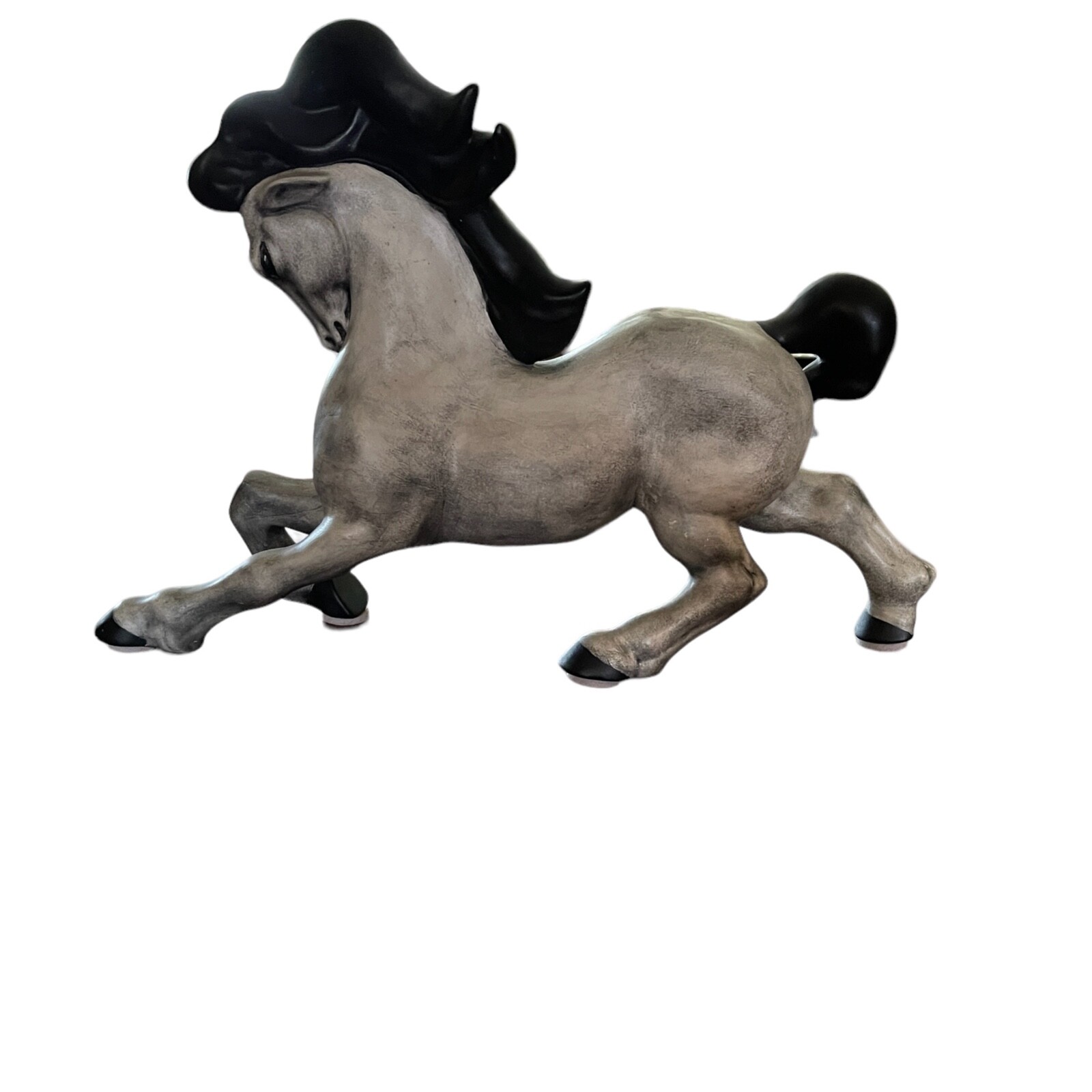 VTG MCM Frank Engle Studios Newburgh, IN Gray Stallion Horse Ceramic Figurine