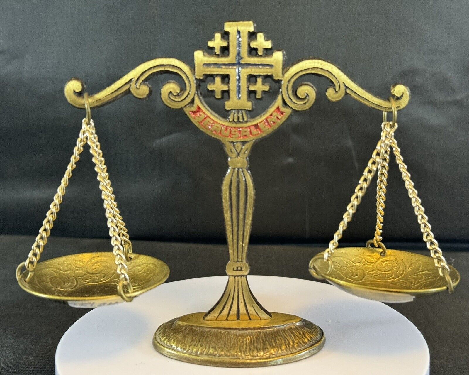 Vintage Jerusalem Scales Of Justice Decorative/  Israel H 4.5” L 6”