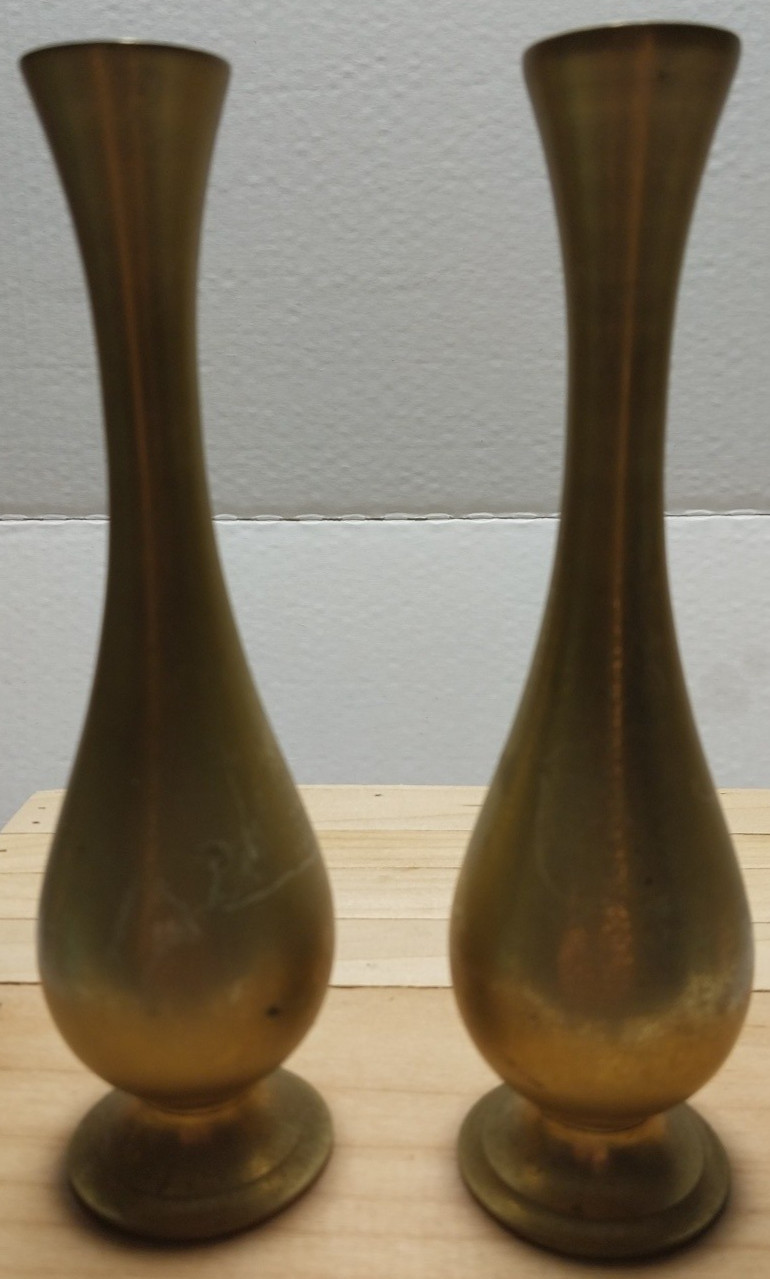 Pair Of Vintage MCM Brass Vases 7\