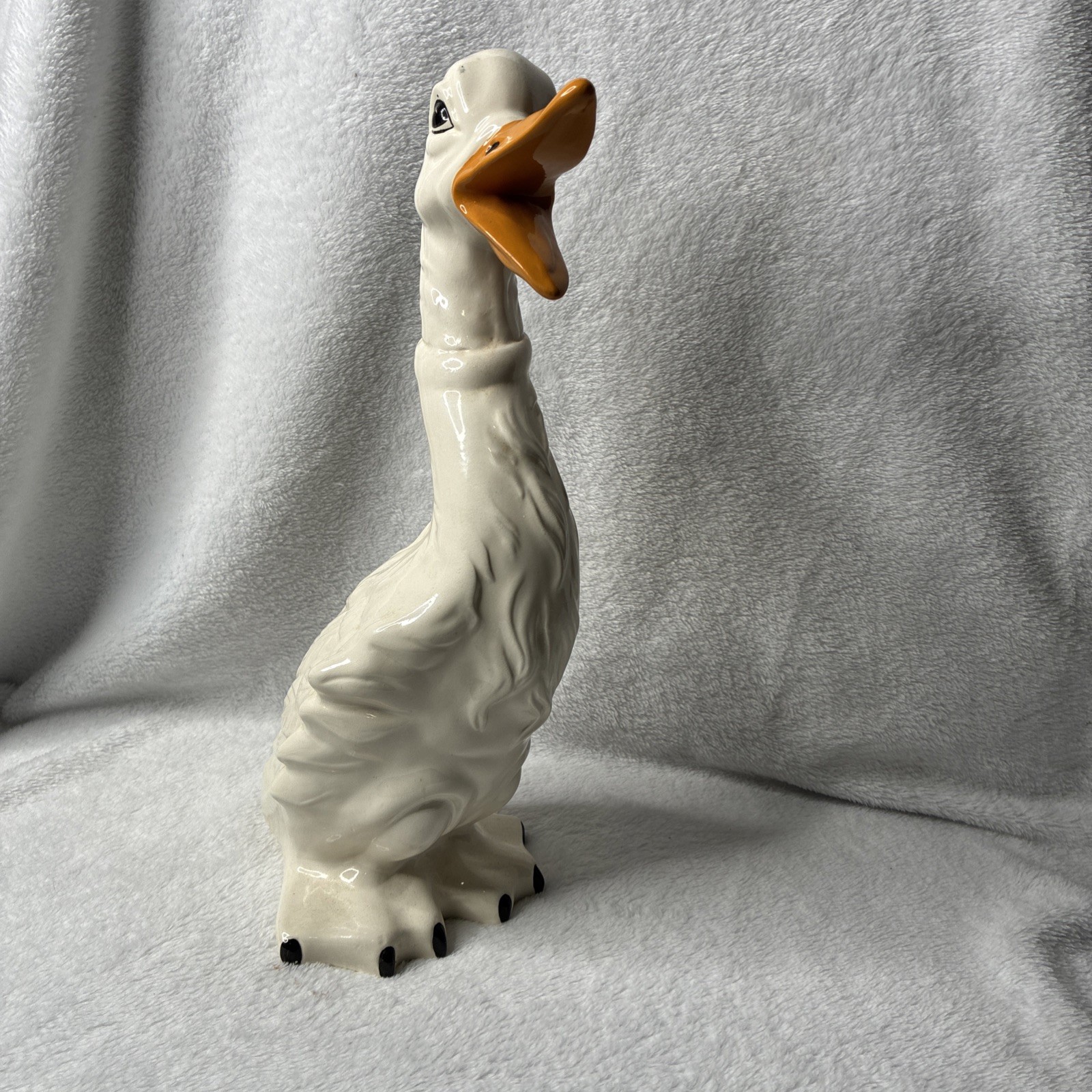 Vintage Ruth Sherrod Craftique Ceramic Goose 15” Figurine Open Mouth Bird