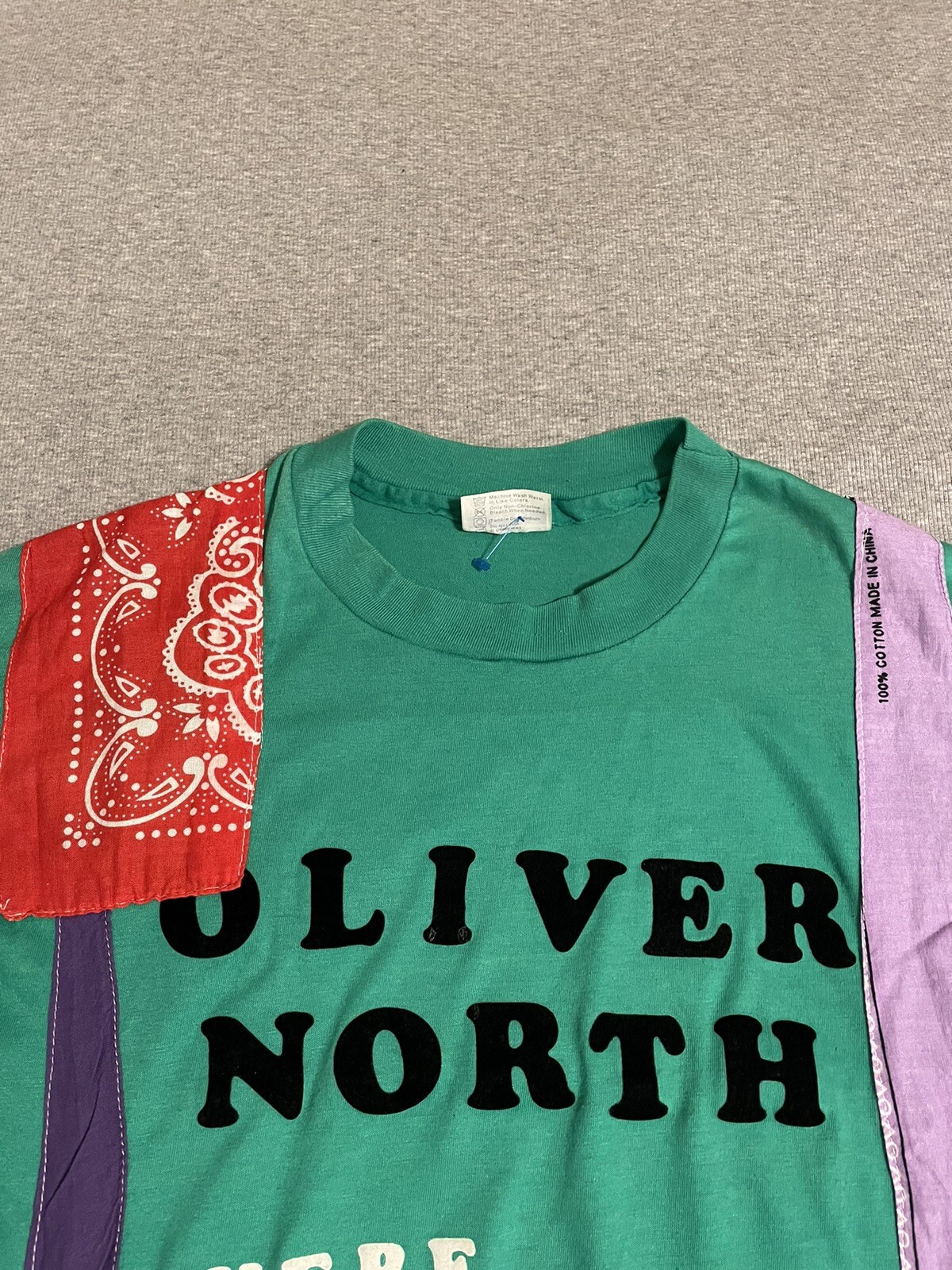 VTG Handmade Bandana 1980's USA Made XL Single Stitch Oliver North Shirt 1 of 1