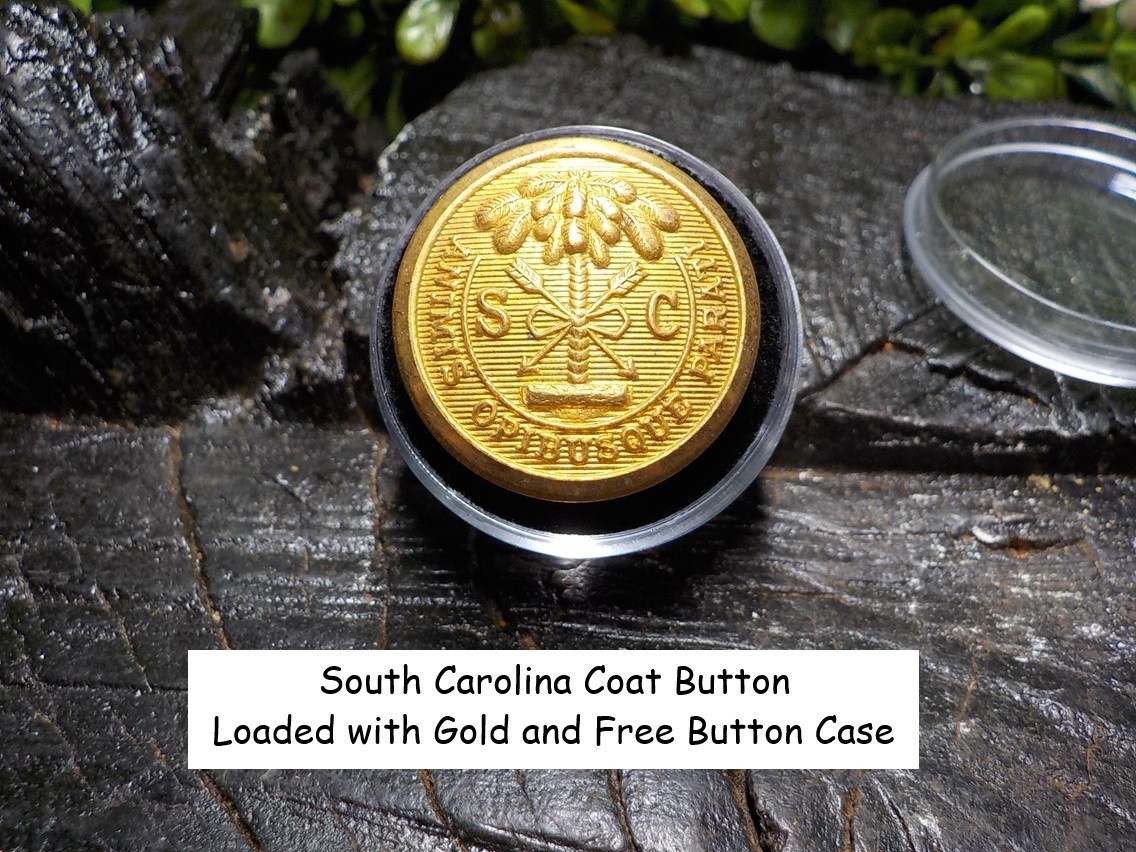 Rare Vintage Antique War Relic South Carolina Coat Button Loaded Gold Free Case Rare Vintage Antique War Relic South Carolina Coat Button Loaded Gold Free Case