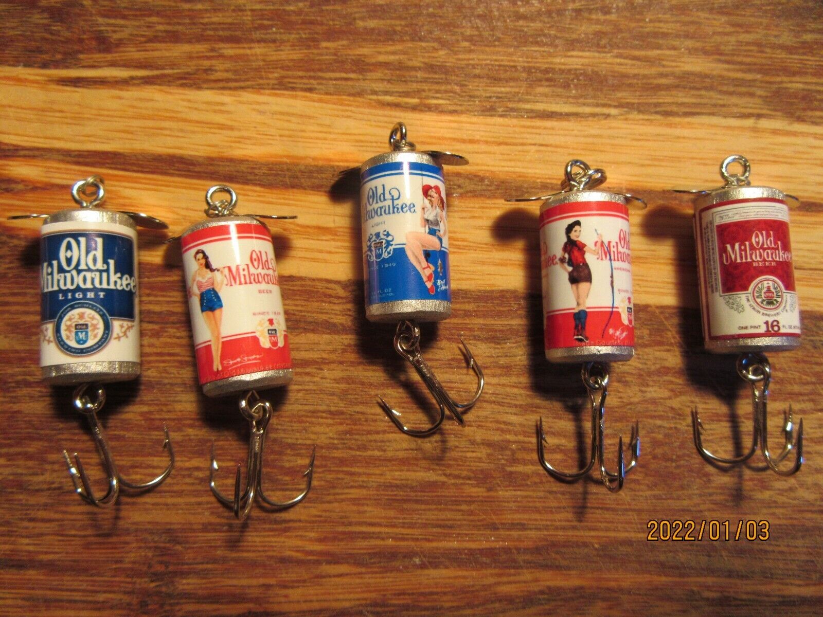 Old Milwaukee & OM Light Beer 5 Different Promotional Spinning Fishing Lure     