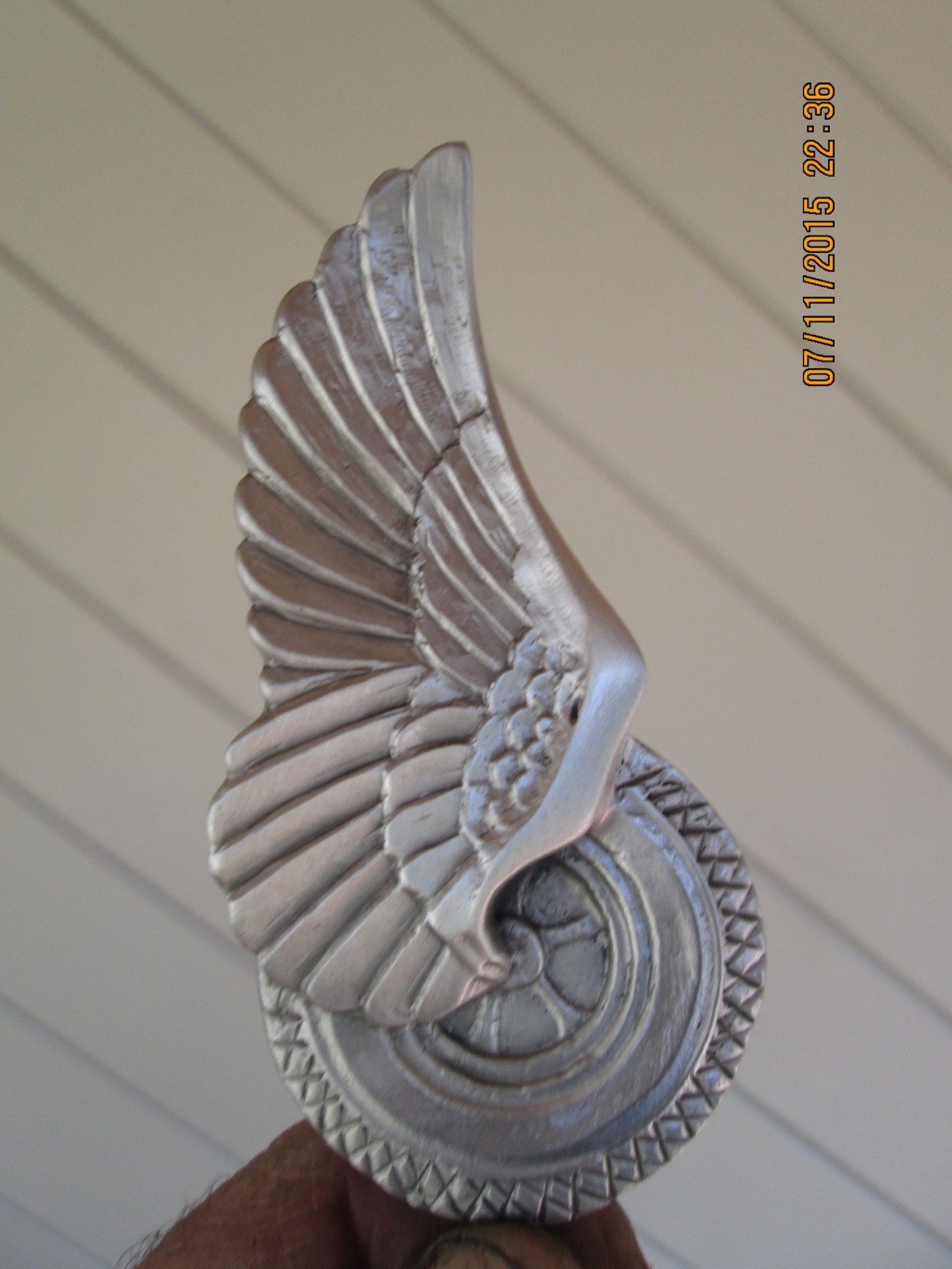 rare vintage flying tire ratrod hotrod car hood ornament 